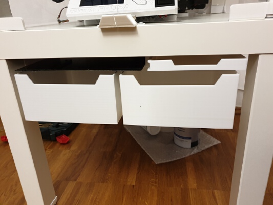 Ikea Lack Enclosure Storage system with 3 Drawers and Build Plate holder for Prusa MK3 | 3d print model