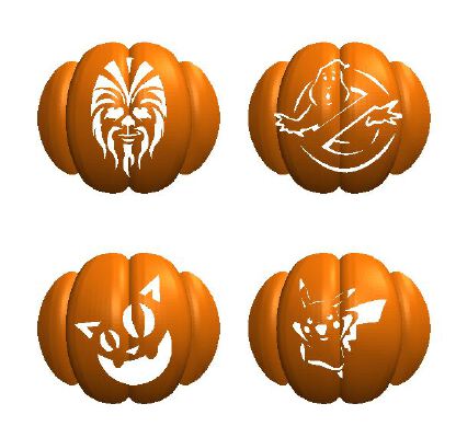 Jack O'Lantern Snap On Faces (REMIX) | 3d print model