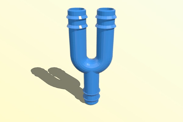 3-way "Y" Soft Pipe Connector (Scalable) 1:1:1 | 3d print model