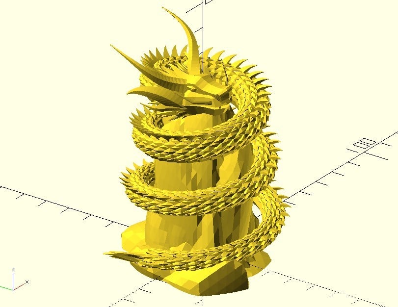 Spiral dragon - OpenSCAD _ SculptGL