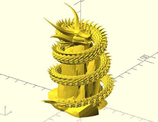 Spiral dragon - OpenSCAD _ SculptGL | 3d print model