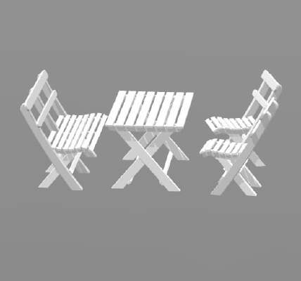 Outdoor furniture set H0 scale | 3d print model