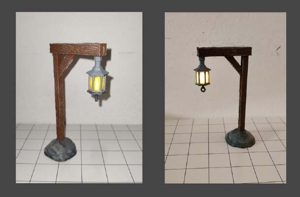 Simple LED Street Lantern for tabletop games (Dungeons and Dragons, Pathfinder, etc...) | 3d print model