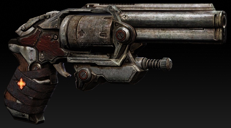 Gears of War 3 boltok with hole for cylindrical dowel pins