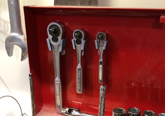 Craftsman Ratchet Holders for pegboard or stick-on | 3d print model