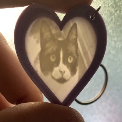 llavero litofanía gato corazón | 3d print model