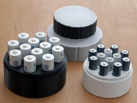 Battery Cases for 12 AA or 12 AAA Batteries. With Screw-Caps. | 3d print model