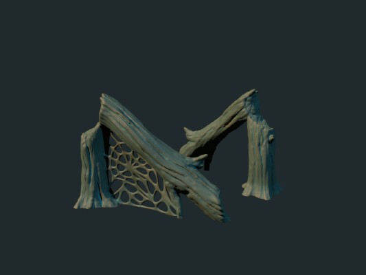 Broken tree with spider web (supportless, FDM friendly) | 3d print model