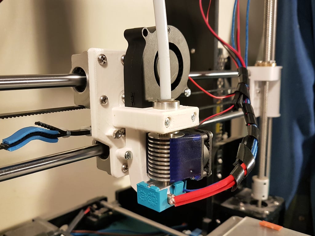 Anet A8 X Carriage with E3D V6 Hotend Mount + Radial Fan Mount (& Volcano Fan Duct)