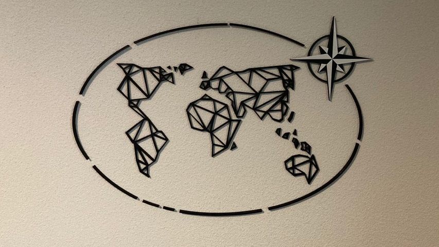 World Map with Compass