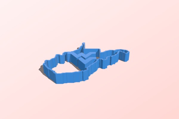 WVU logo with Outline of the state of West Virginia. | 3d print model