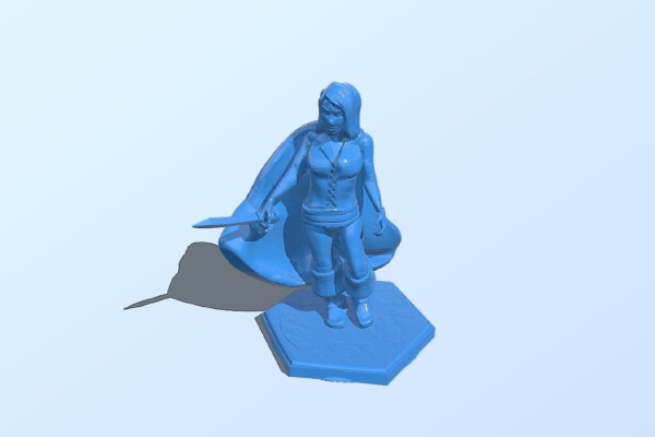 Female halfing rogue with rapier and cape | 3d print model