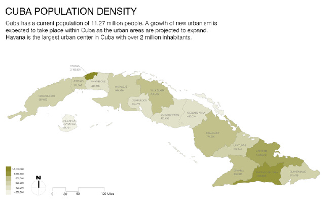 Cuba Population Density | 3d print model